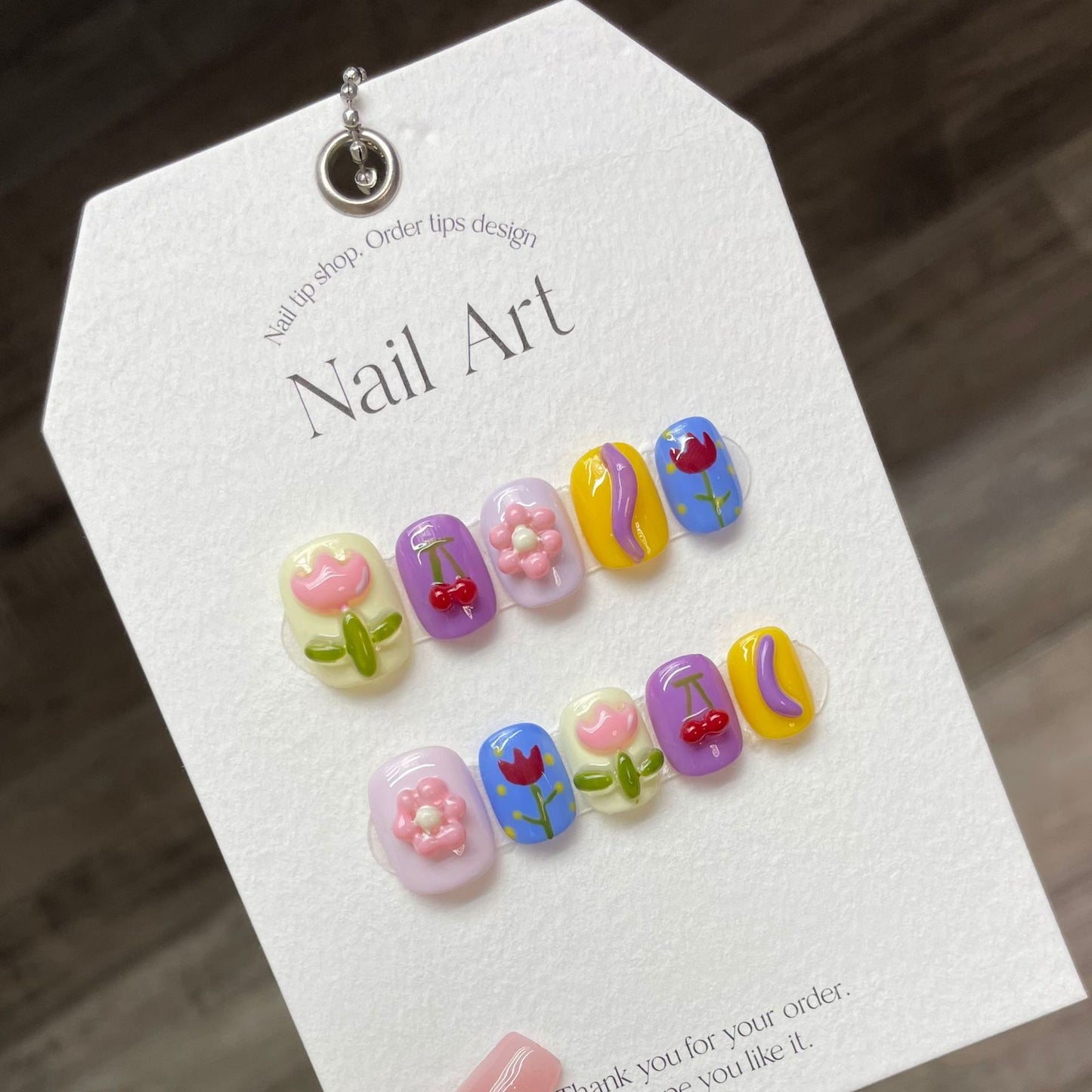 3D Flower Colorful Handmade Press-On Nails