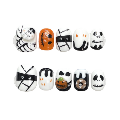 Cute Halloween Pumpkin Handmade Press-On Nails