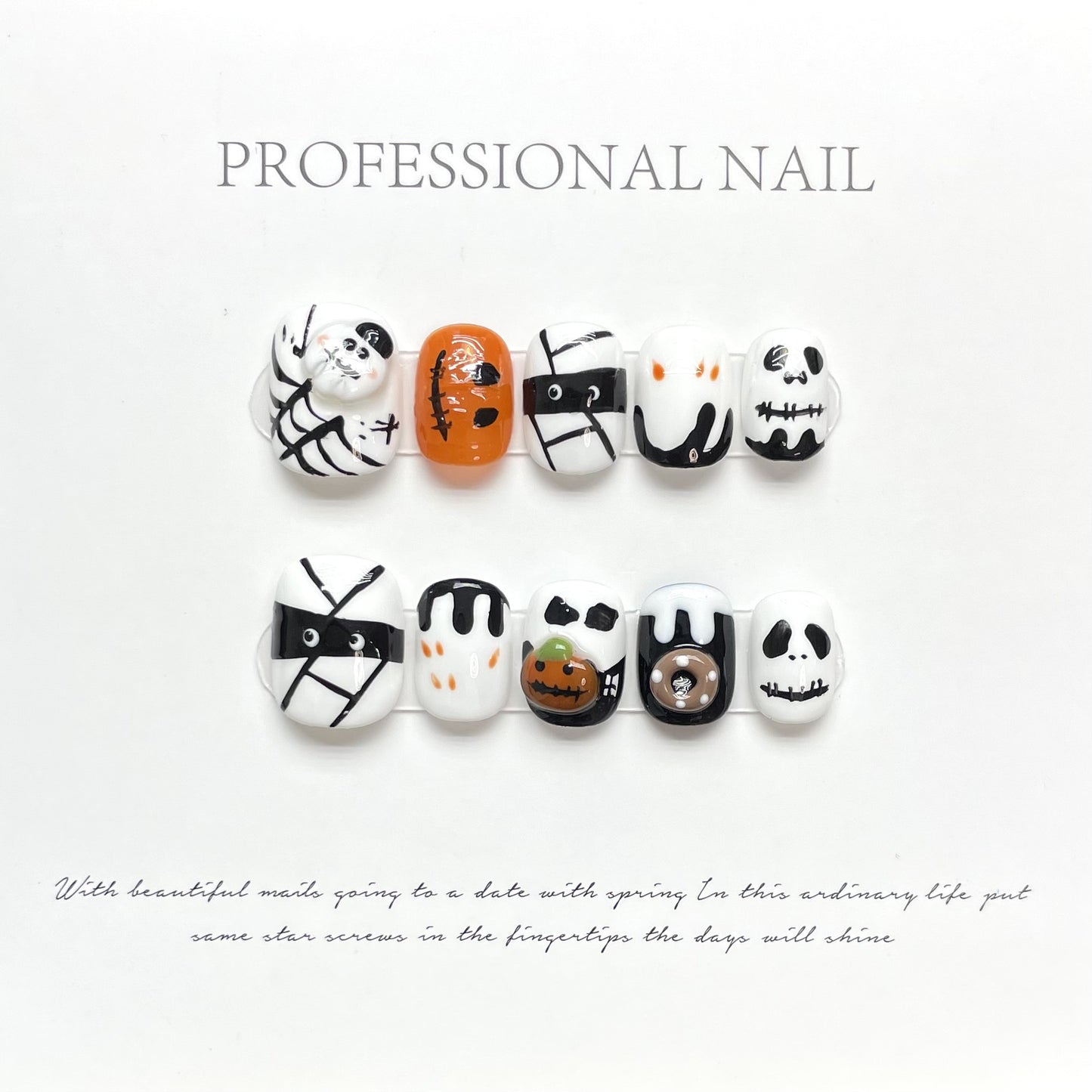 Cute Halloween Pumpkin Handmade Press-On Nails