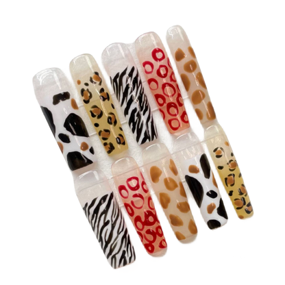 Hand-Painted Leopard Animal Skin Pattern Handmade Press-On Nails