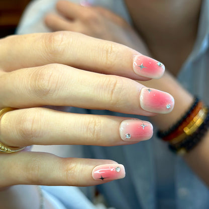 cute pink girls nails with bling bling diamond pattern painted