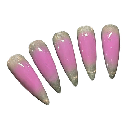 Pink Ombre Cat Eye Stiletto Press-On Nails