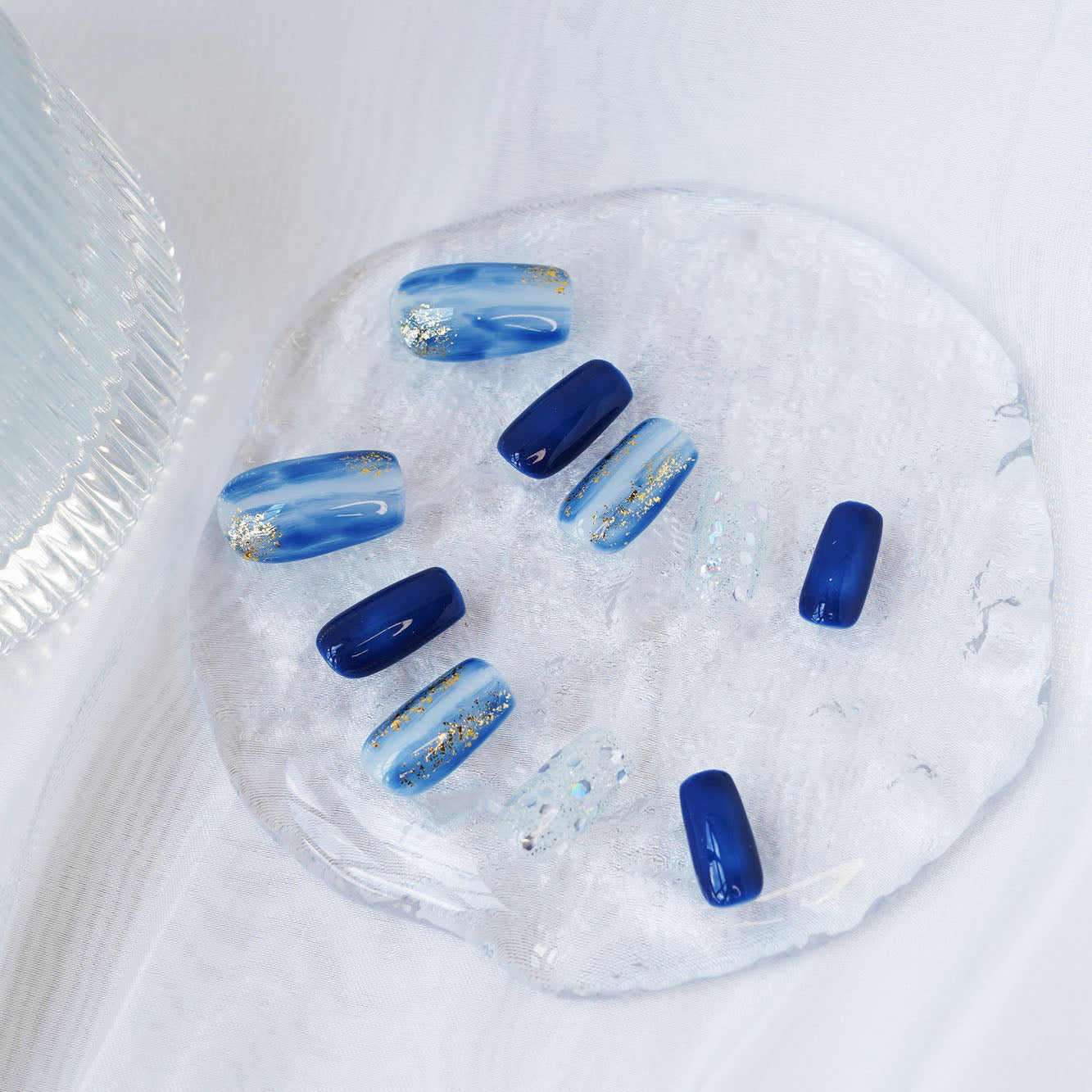 Ocean blue set simple daily wear vintage classy nails