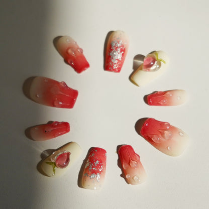 Juicy Peach Matte Manicure cute preppy y2k Kawaii nail art