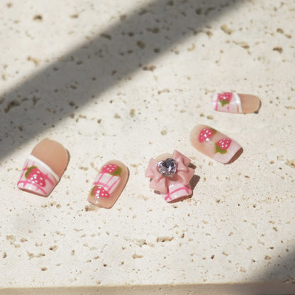 Fruit nails cute strawberries hand-painted preppy cute'Kawaii