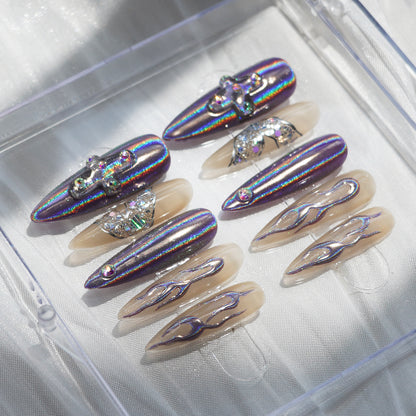 Cool Chrome Transparent Stiletto Press-On Nails