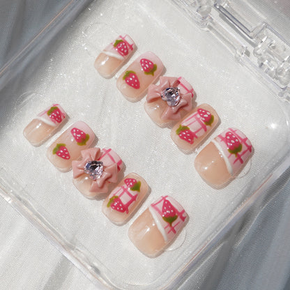 Fruit nails cute strawberries hand-painted preppy cute'Kawaii