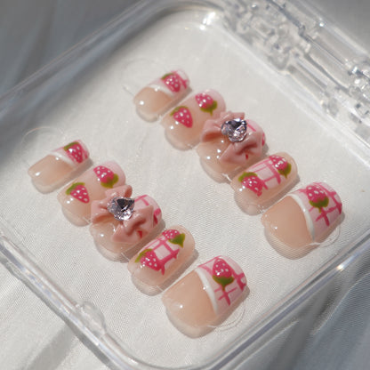 Fruit nails cute strawberries hand-painted preppy cute'Kawaii