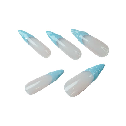 Simple French tip Blue Minimalist Press-On Nails