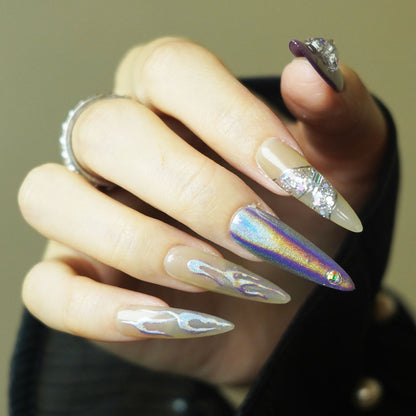 Cool Chrome Transparent Stiletto Press-On Nails