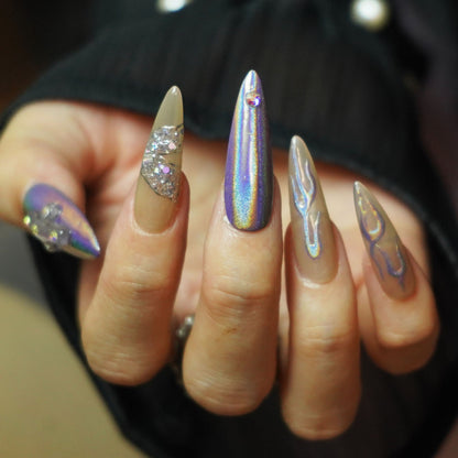 Cool Chrome Transparent Stiletto Press-On Nails