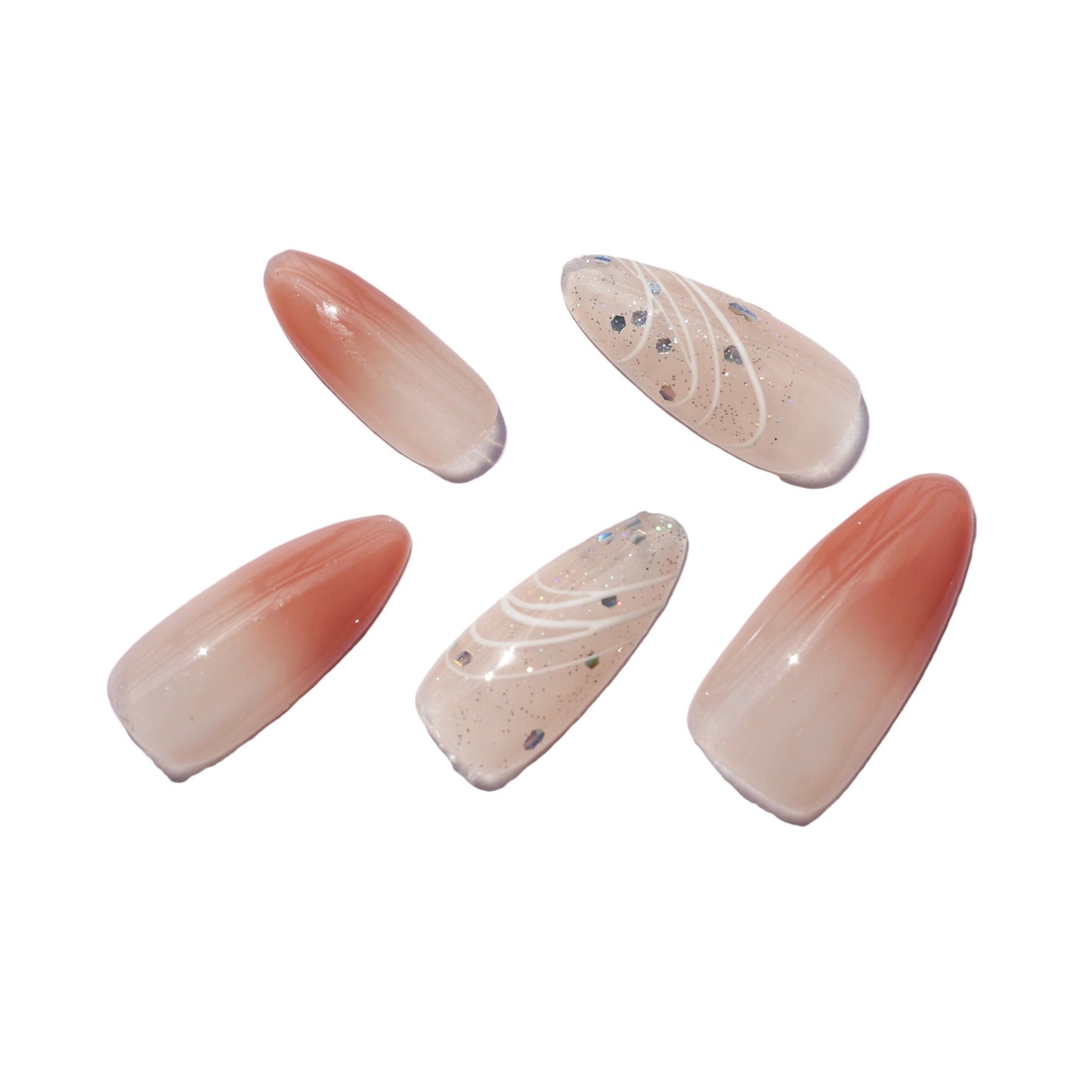 Minimalist Light Pink Hand-Painted Ombre Handmade Press-On Nails