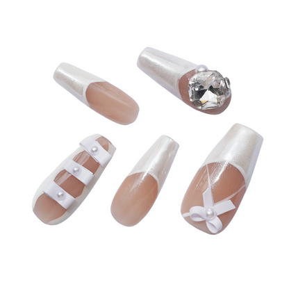 Elegant Ballet Shoes Handmade Press-On Nails