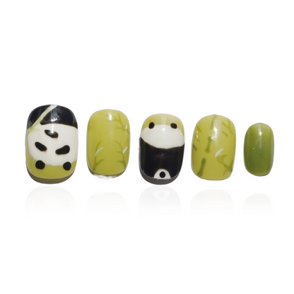 Cute Panda Bamboo Handmade Press-On Nails