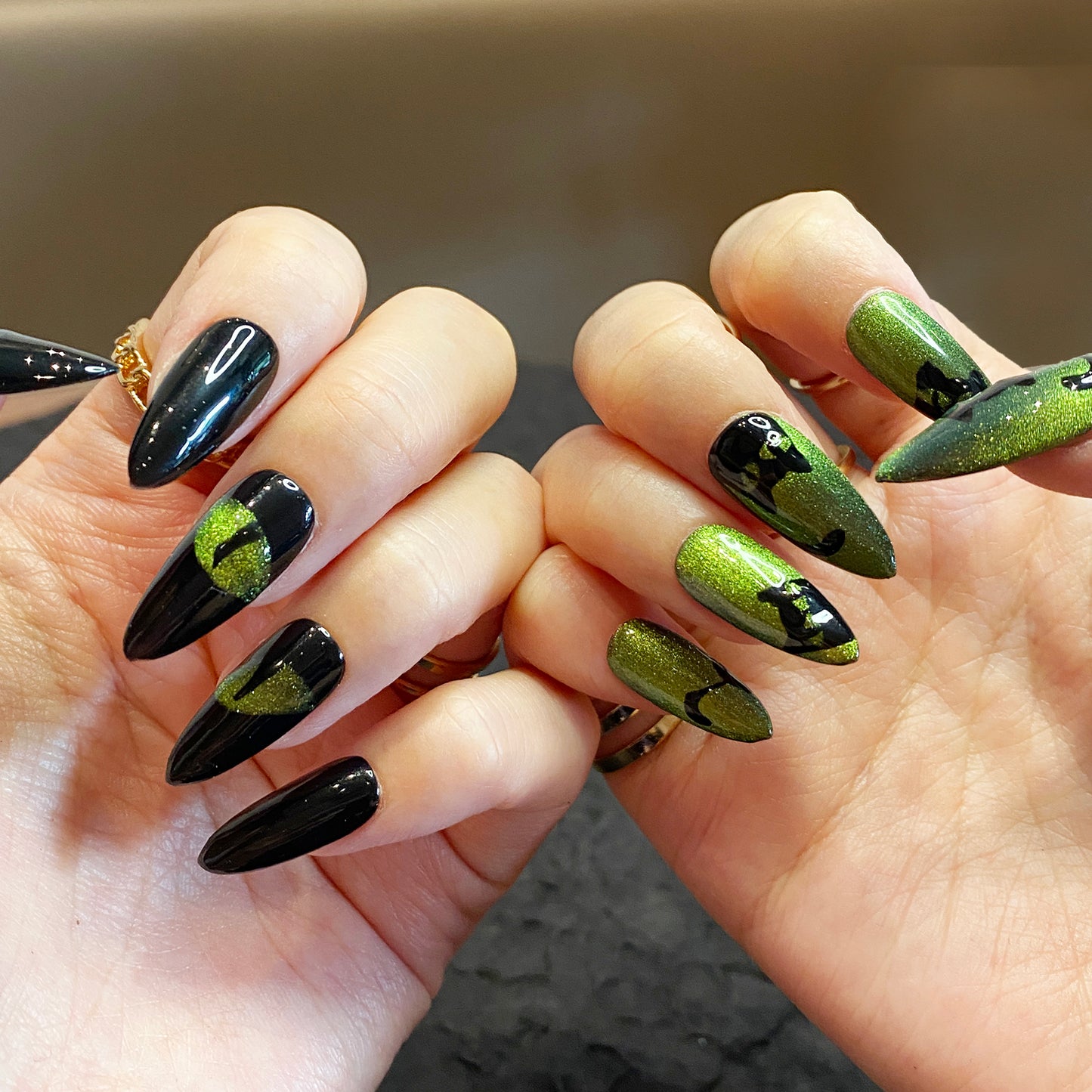 Fun Devil eye black-green nails parties cosplay lovers