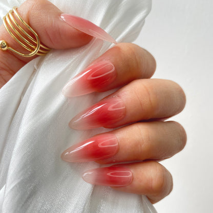 Glossy morning pink ombre nails simple daily look