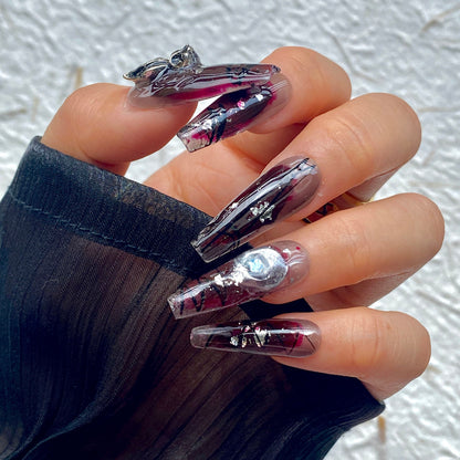 Vampire Hand-Painted Halloween Handmade Press-On Nails