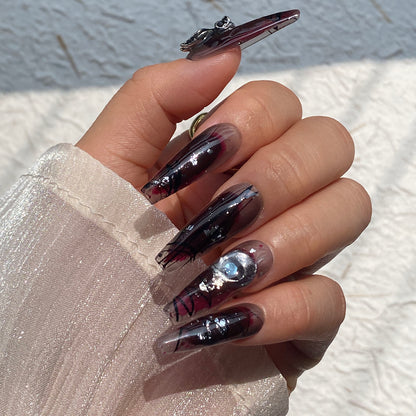 Vampire Hand-Painted Halloween Handmade Press-On Nails