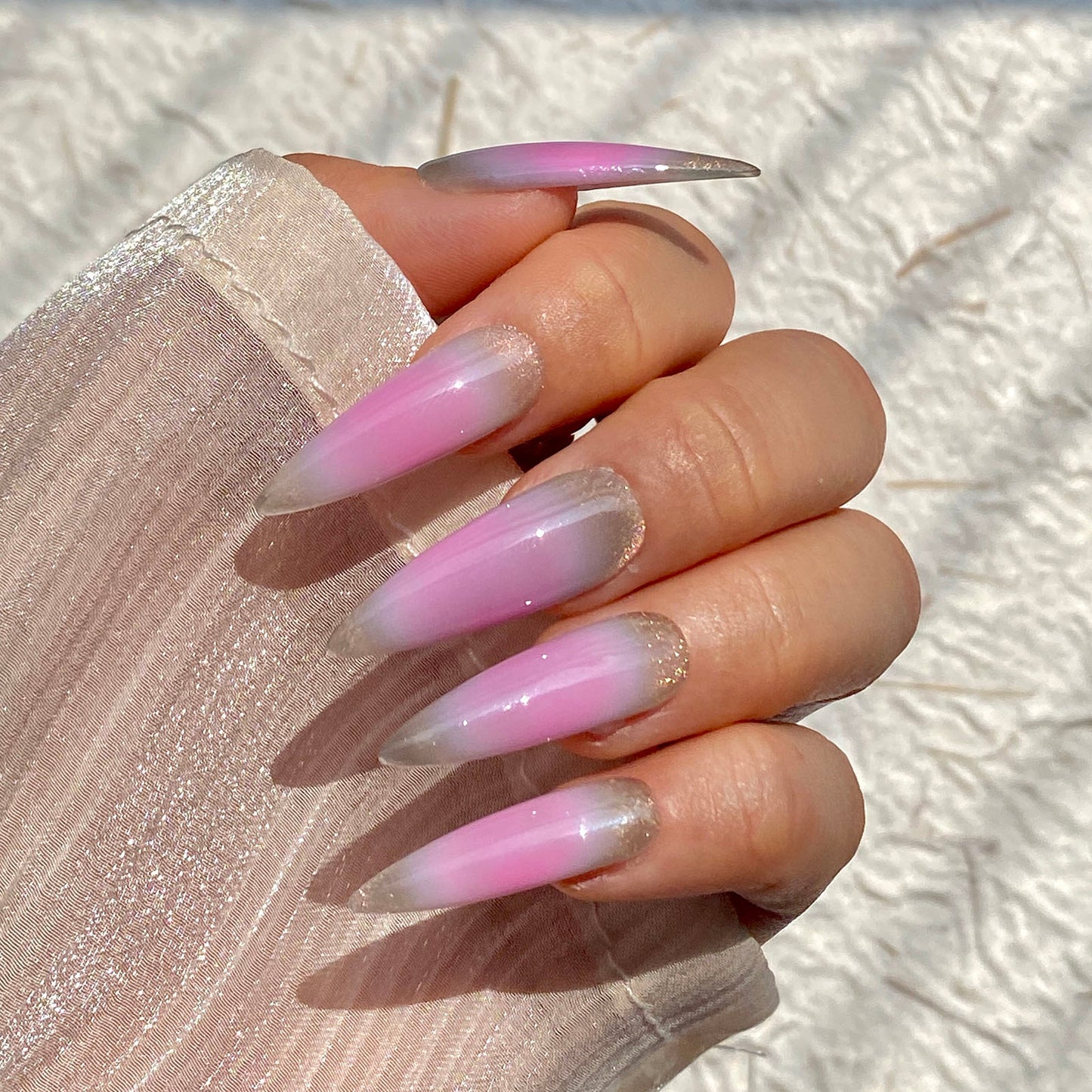 Pink Ombre Cat Eye Stiletto Press-On Nails