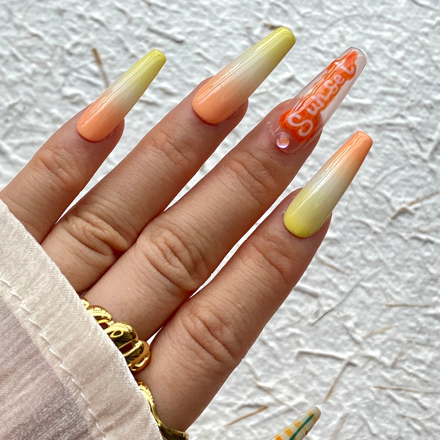 California Holiday Orange Extra Long Ballerina Press-On Nails