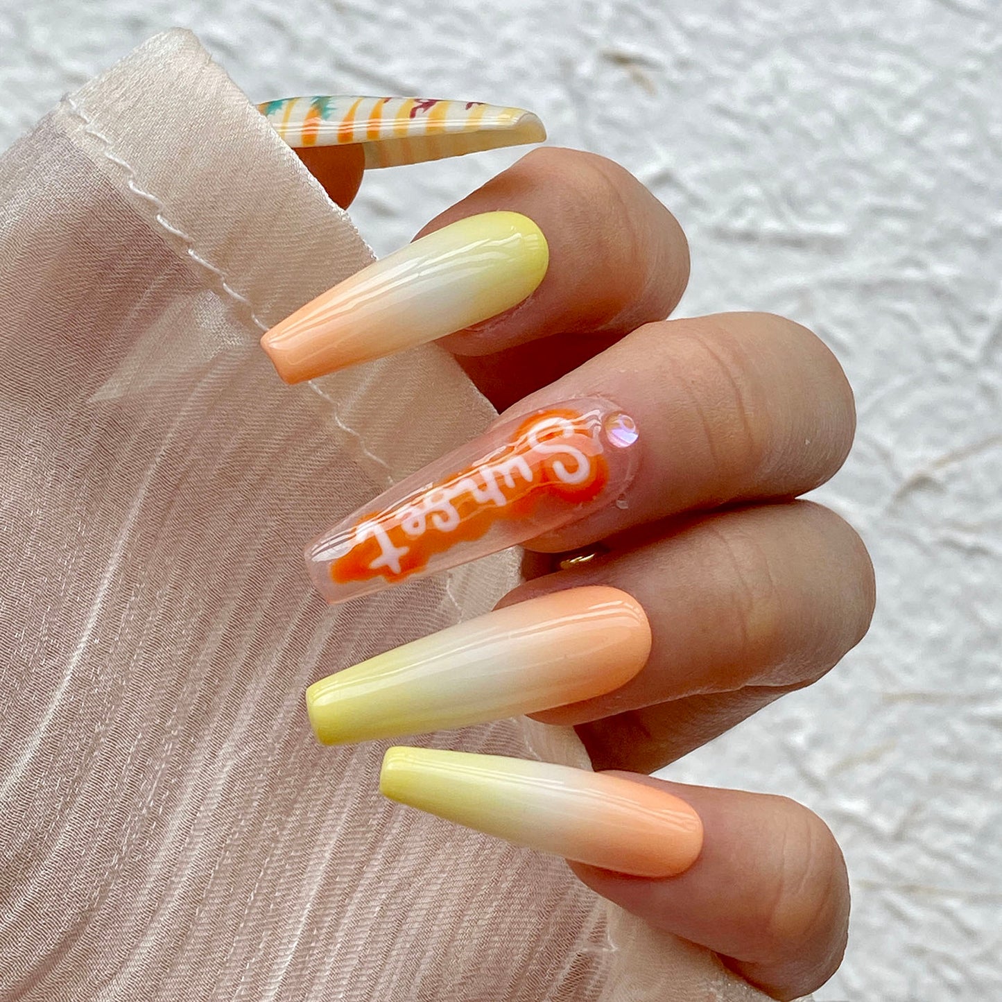 California Holiday Orange Extra Long Ballerina Press-On Nails