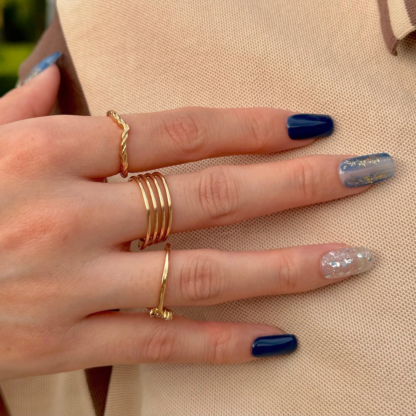 Ocean blue set simple daily wear vintage classy nails