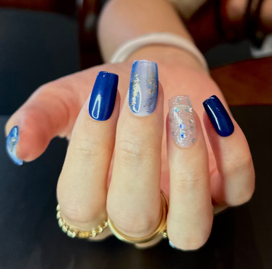 Ocean blue set simple daily wear vintage classy nails