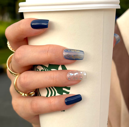 Ocean blue set simple daily wear vintage classy nails